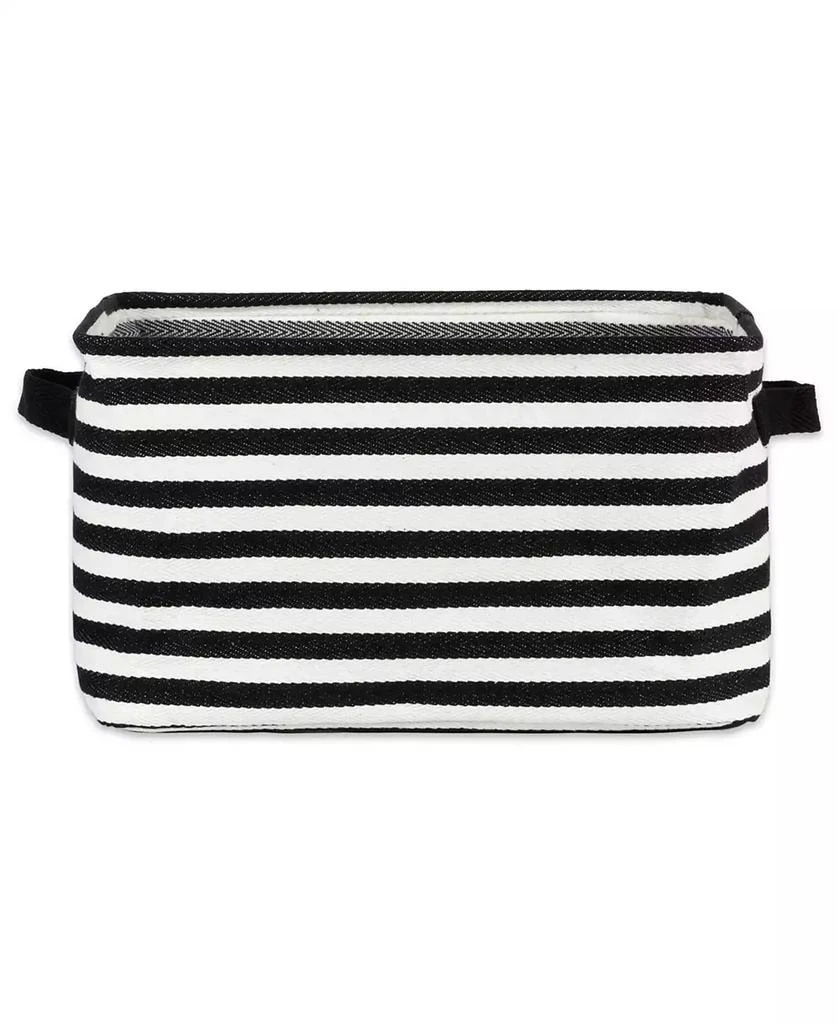 Design Imports Polyethylene Coated Herringbone Woven Cotton Laundry Bin Stripe Rectangle Set of 3 4