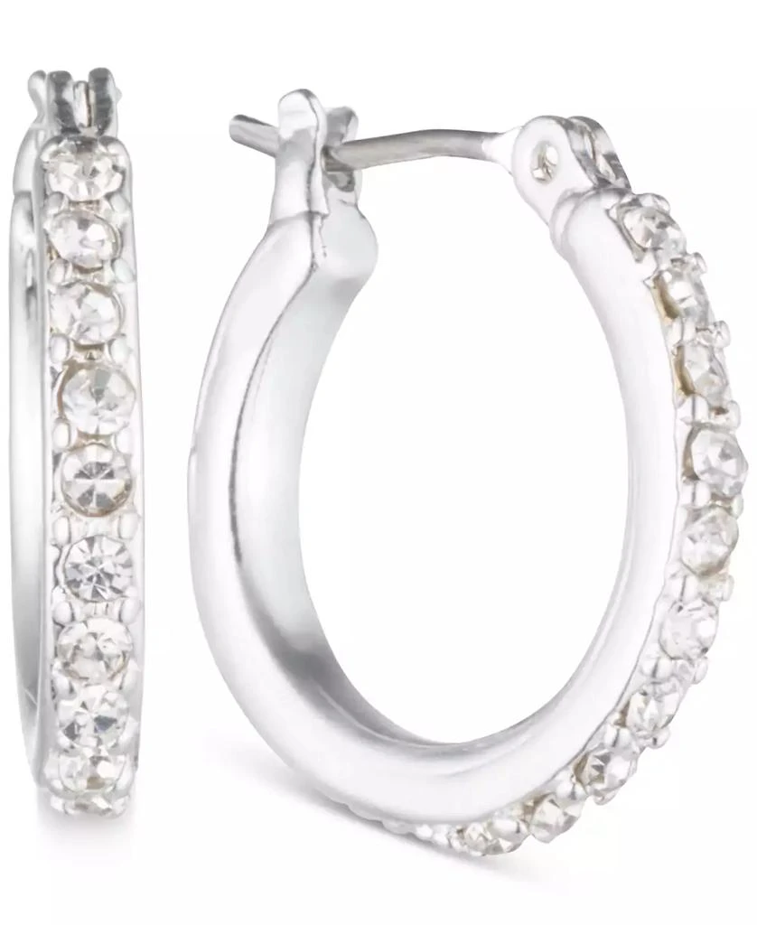 Anne Klein Silver-Tone Crystal Small 1/2" Hoop Earrings 1