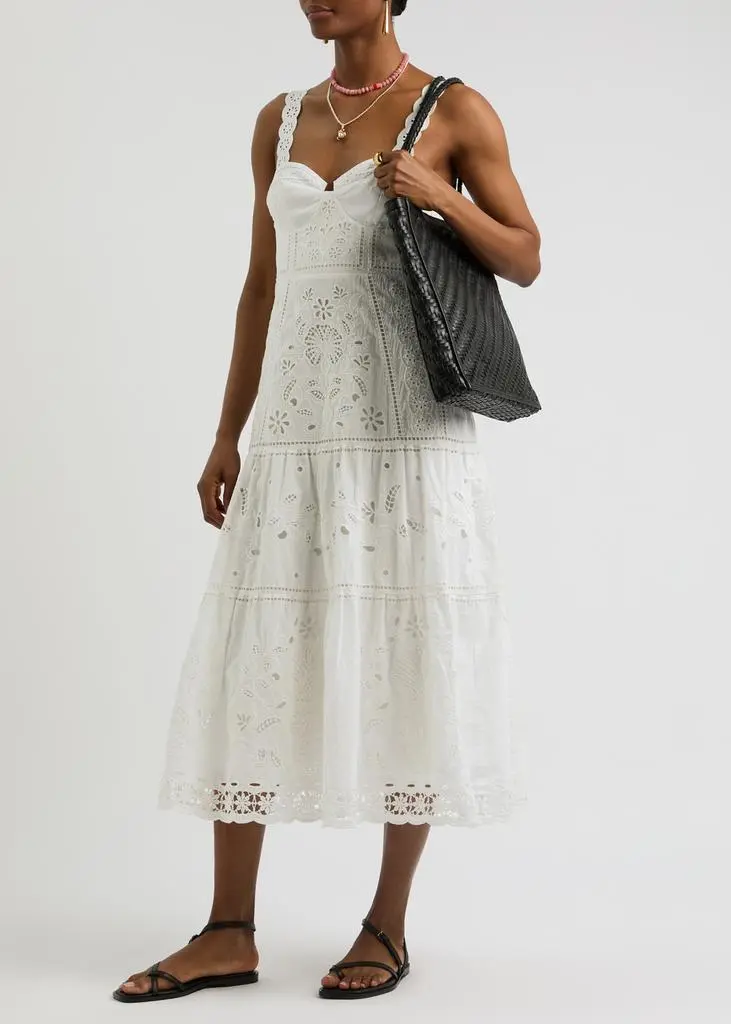 Farm Rio Richillieu broderie anglaise cotton midi dress 4