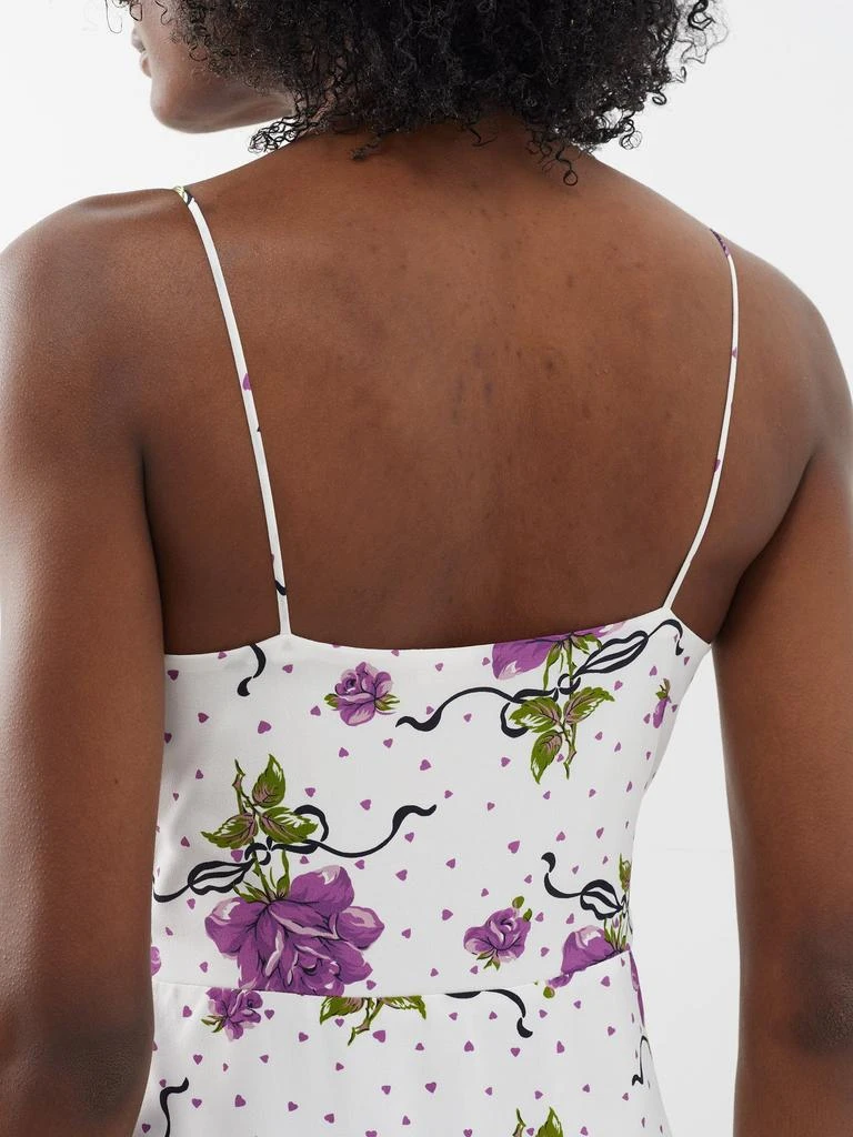 Rodarte Floral-appliqué printed silk slip dress 4