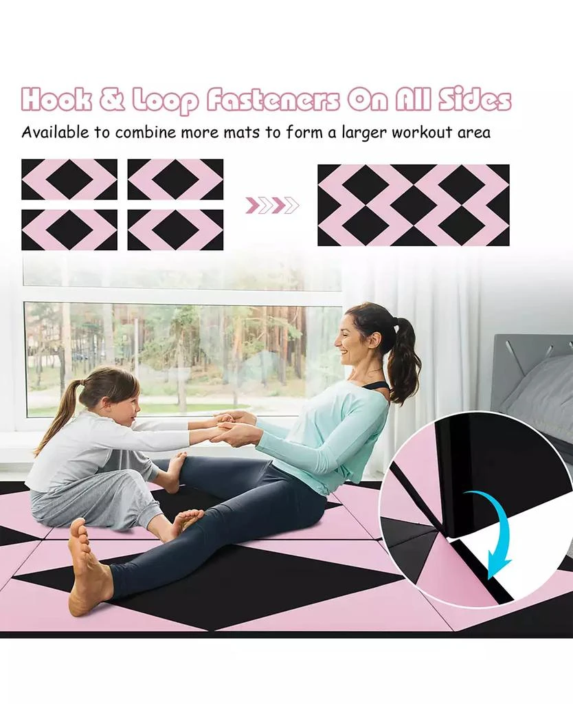 SUGIFT 8 Feet PU Leather Folding Gymnastics Mat with Hook and Loop Fasteners 9