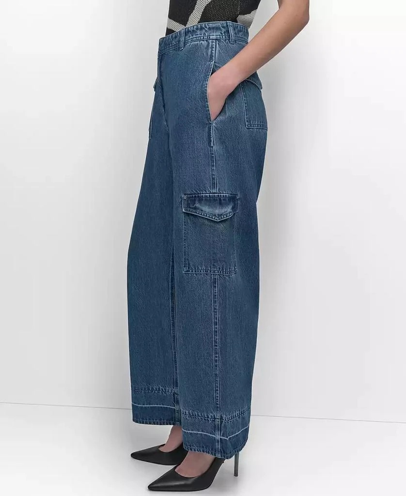 DKNY Women's Release-Hem Wide-Leg Cargo Jeans 3