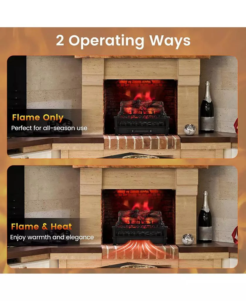 SUGIFT 20 Inch Electric Fireplace Heater with Realistic Pinewood Ember Bed 8