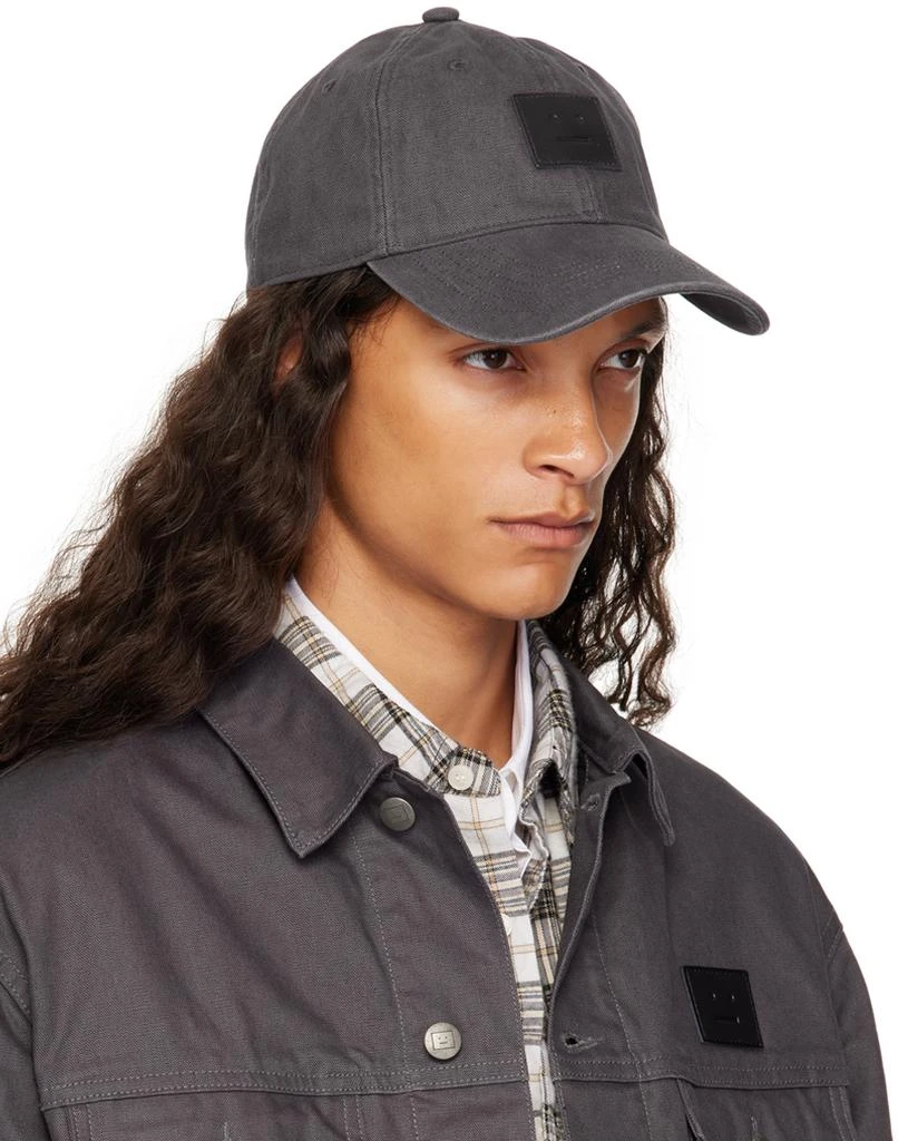 Acne Studios Gray Leather Face Patch Cap 2