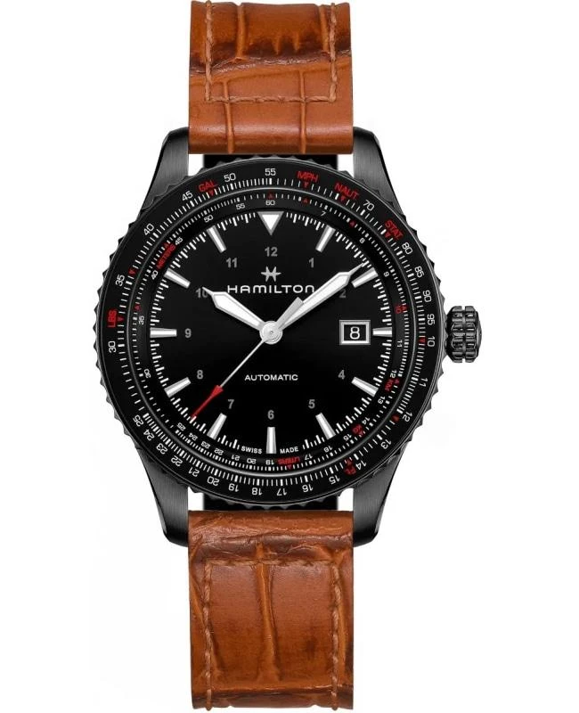 Hamilton Hamilton Khaki Aviation Converter Auto Black Dial Leather Strap Men's Watch H76625530 1