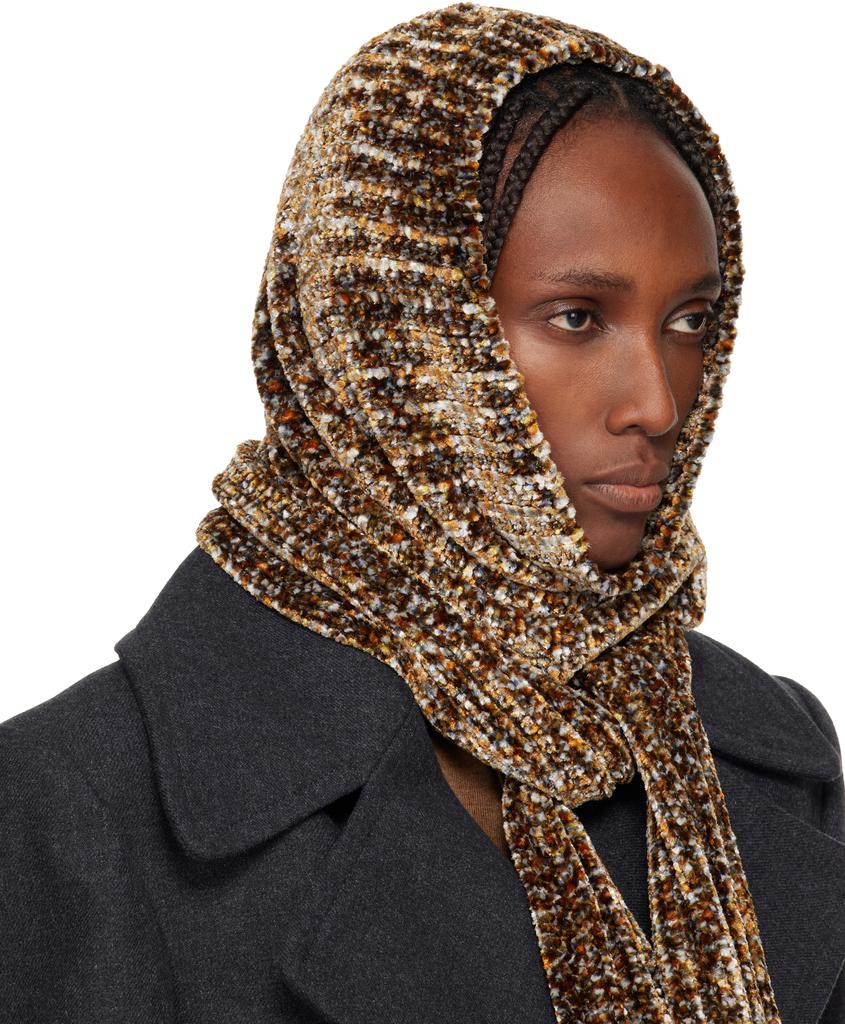 Dries Van Noten Brown Hooded Scarf