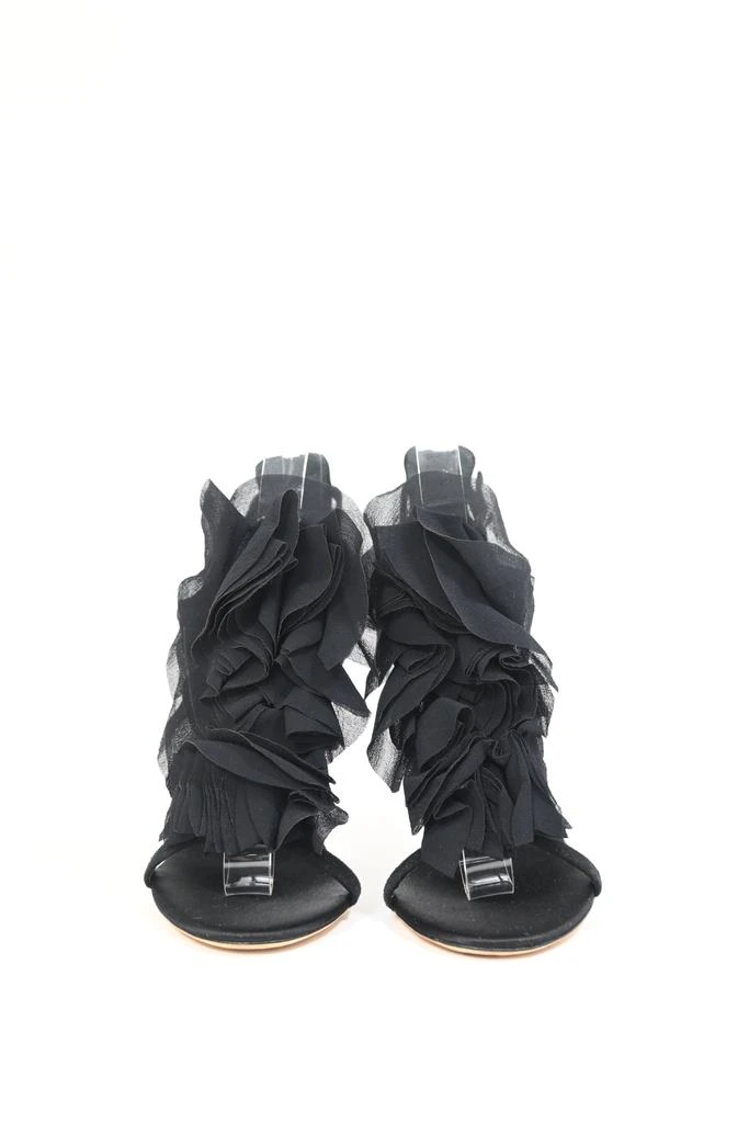 Giuseppe Zanotti Flower Detail Strappy Sandals in Black Satin 2