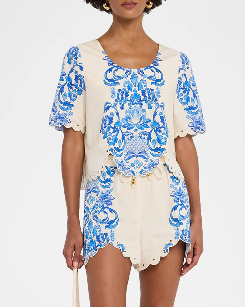 Mestiza New York Baja Convertible Scalloped Cotton Top 4