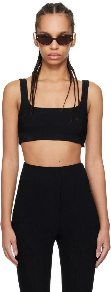 Nanushka Black Anouk Seersucker Bralette Top 1