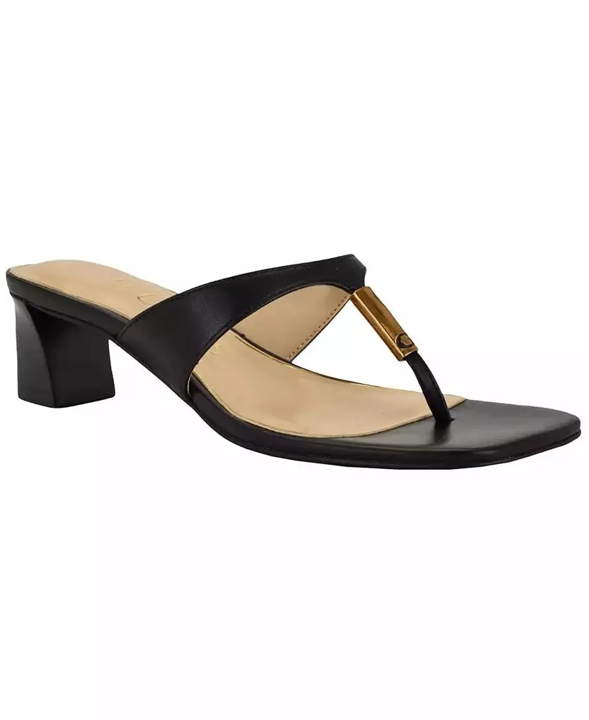 GUESS Women's Yaiza Leather Block Heel City Sandals