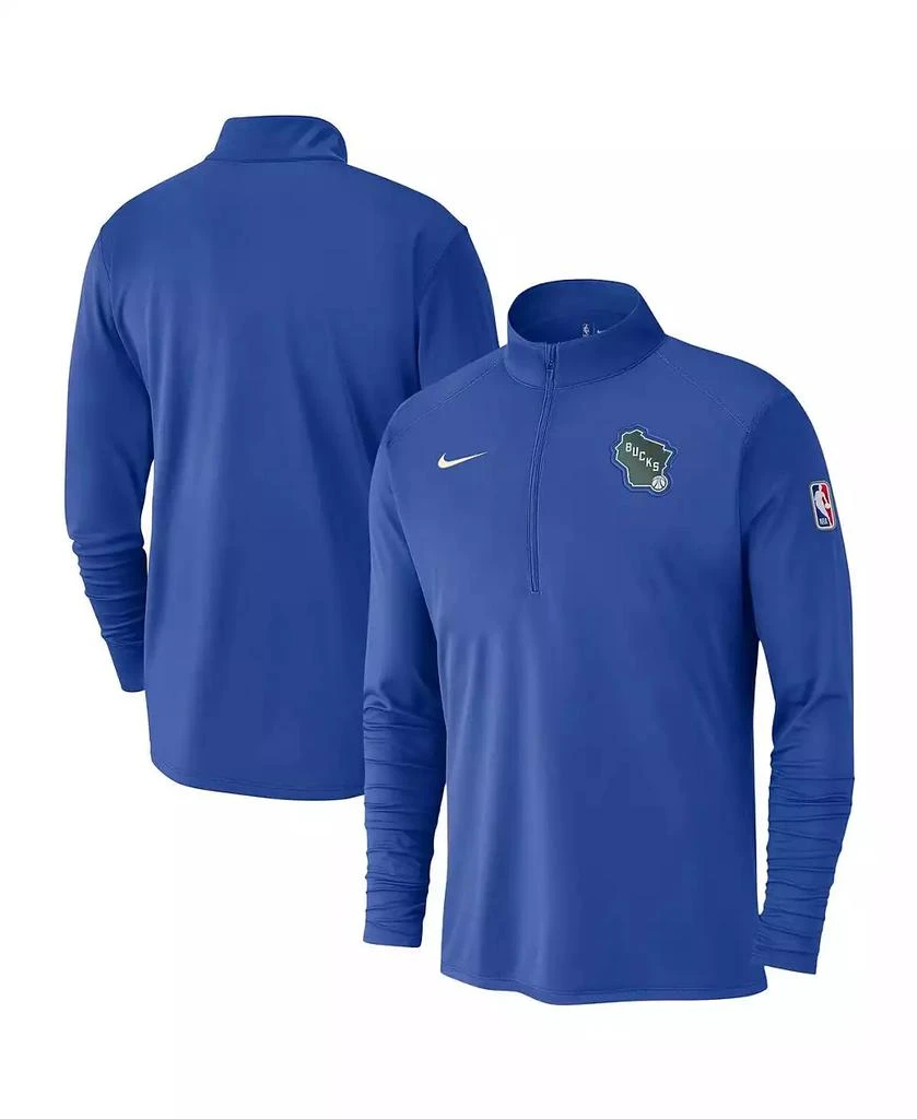 NIKE Men's Royal Milwaukee Bucks 2024/25 City Edition Authentic Coaches Performance Half-Zip Top 1