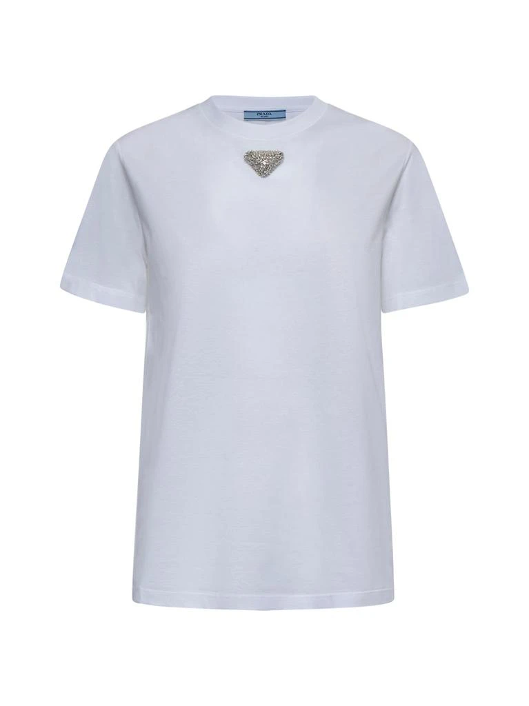 PRADA ABBIGLIAMENTO PRADA ABBIGLIAMENTO | Rhinestones plaque cotton t-shirt | Women | XS 1