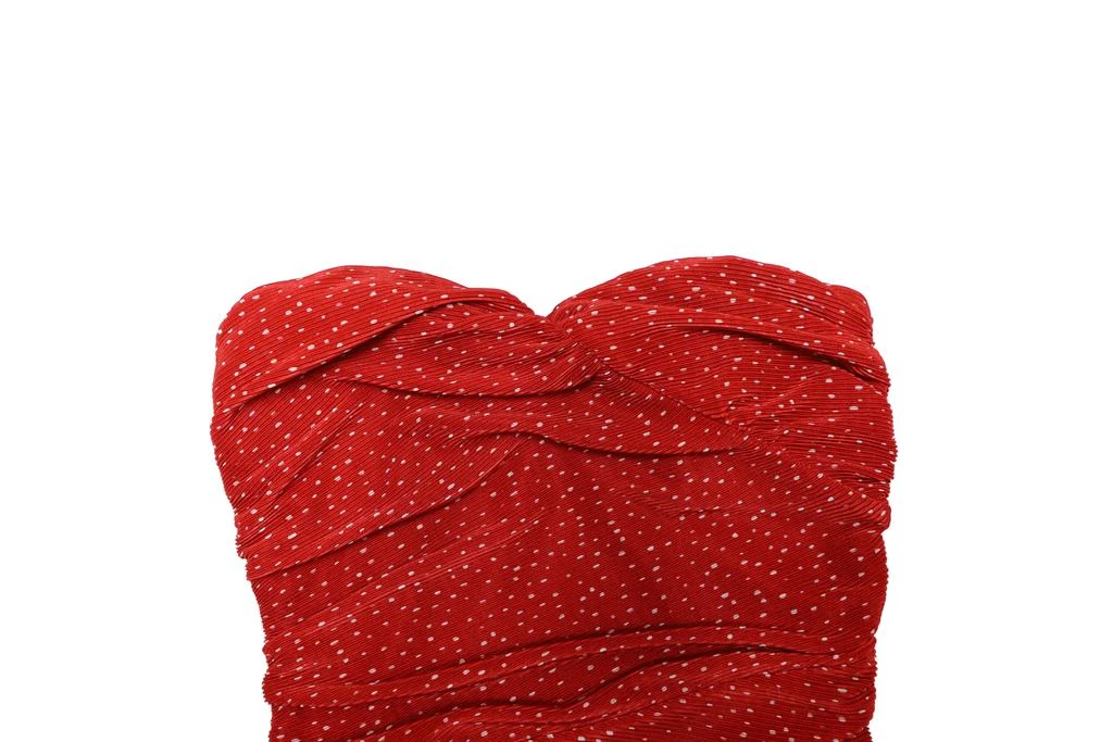 Maje Orion Ruched Polka Dot Mini Dress in Red Polyester 3