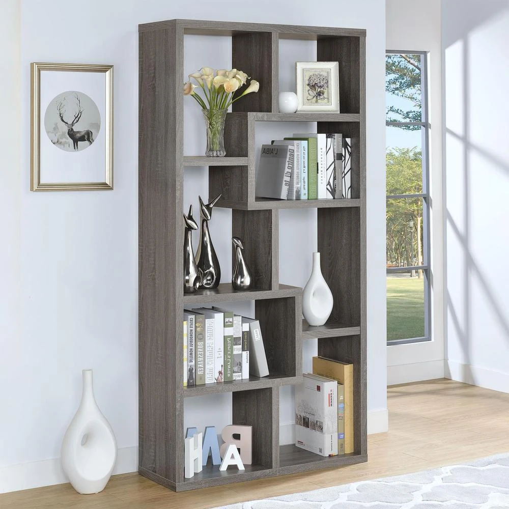 Coaster Co. of America Theo 10-shelf Bookcase Weathered Grey 1