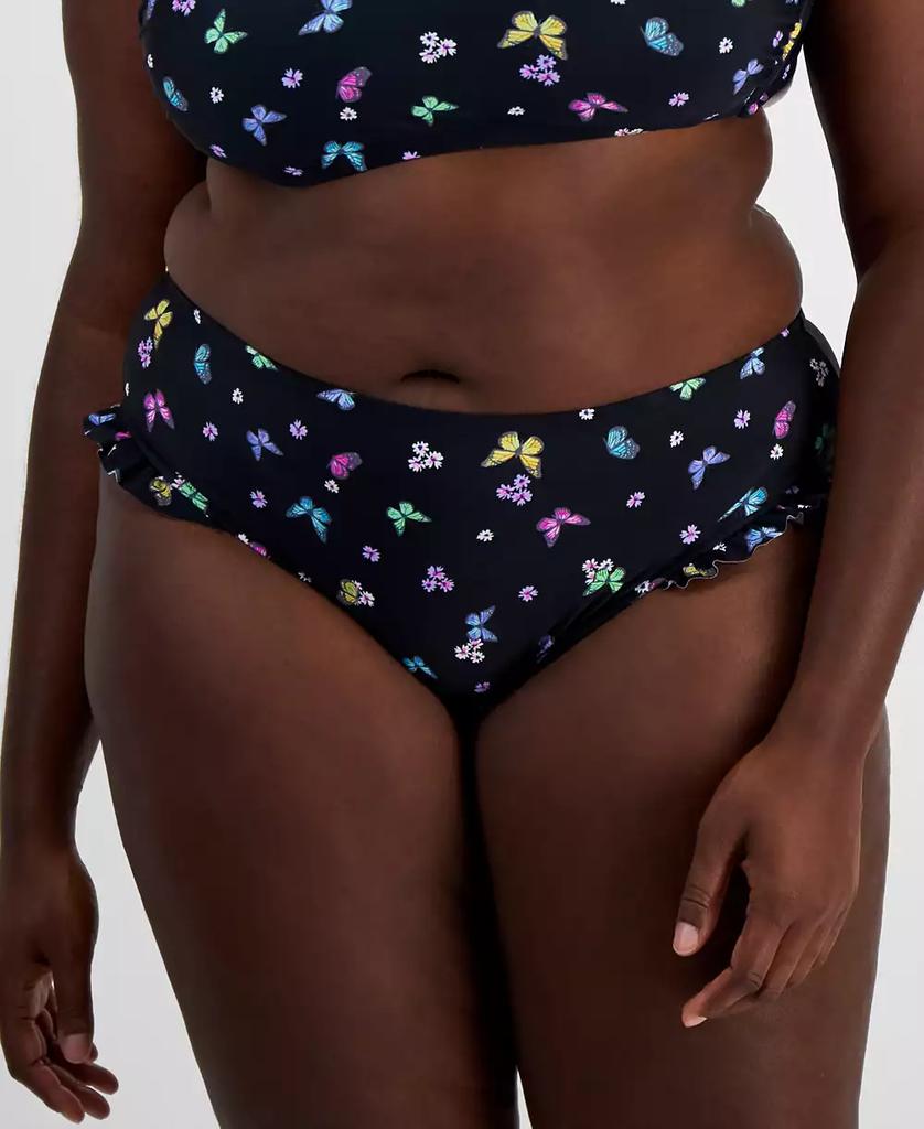 California Waves Salt + Cove  Plus Size Ruffled Butterfly-Print Swim Bottoms, Created for Macy's
