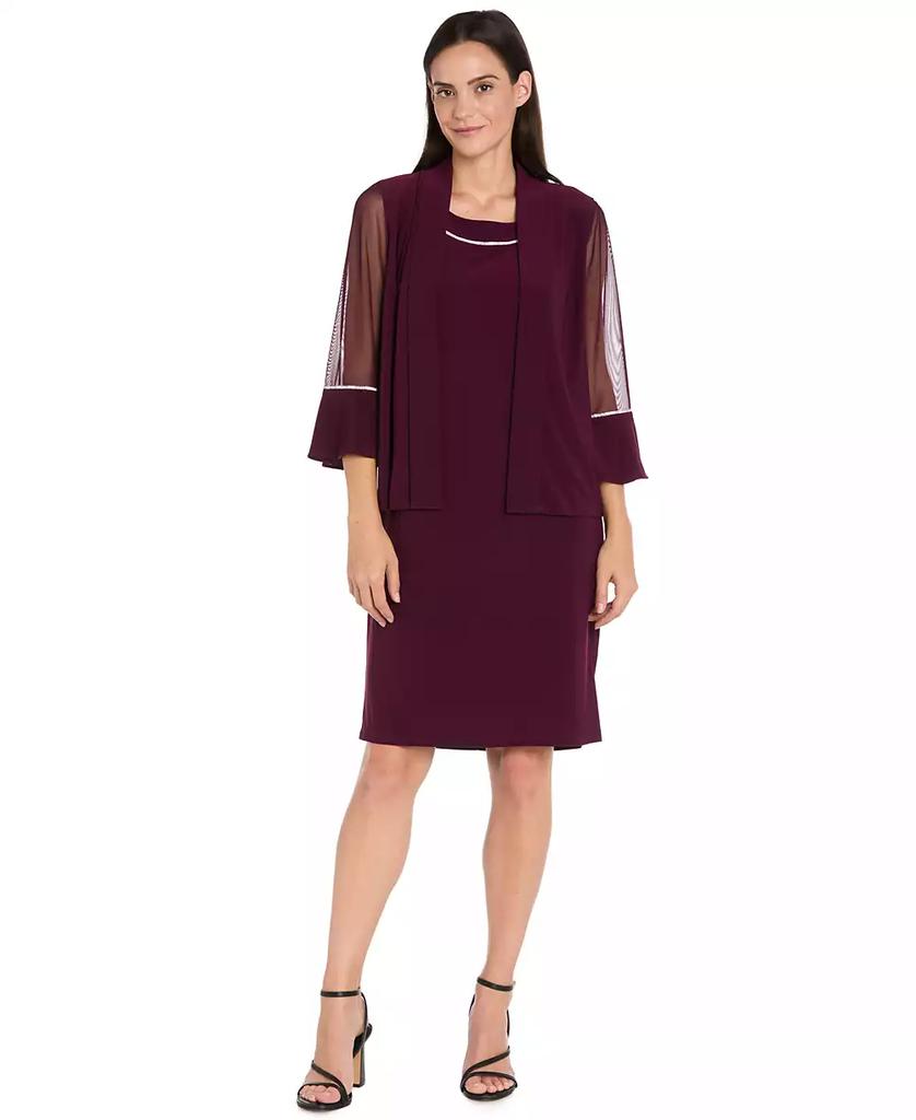 R & M Richards Women's 2-Piece Rhinestone Trim Detail Jacket Dress