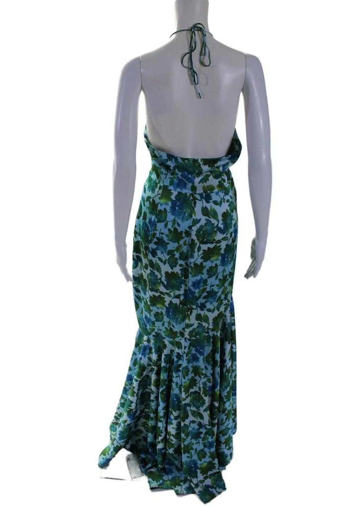 AMUR Womens Edie Tie Neck Gown Blue 3