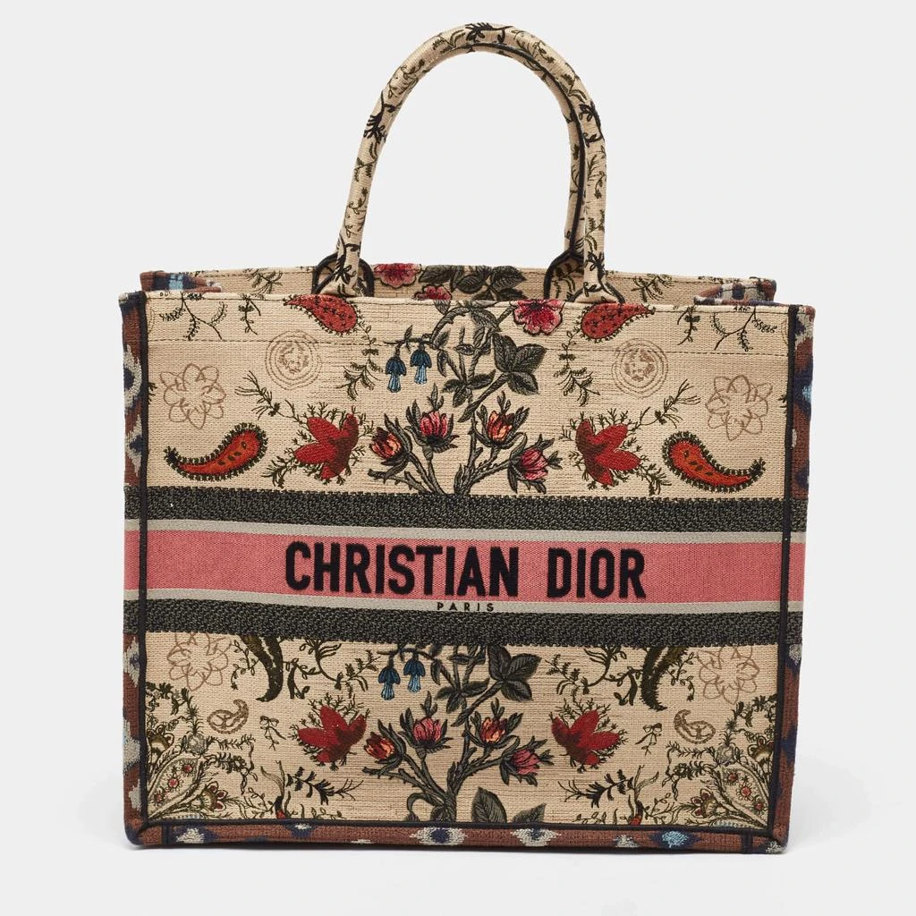Dior Dior Multicolor Floral Embroidered Canvas Large Book Tote 1