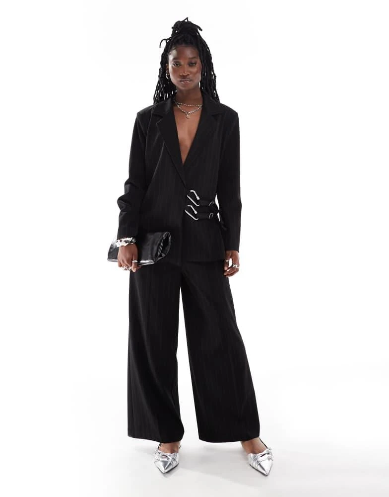 COLLUSION COLLUSION wide leg trouser co-rd in black pinstripe 1