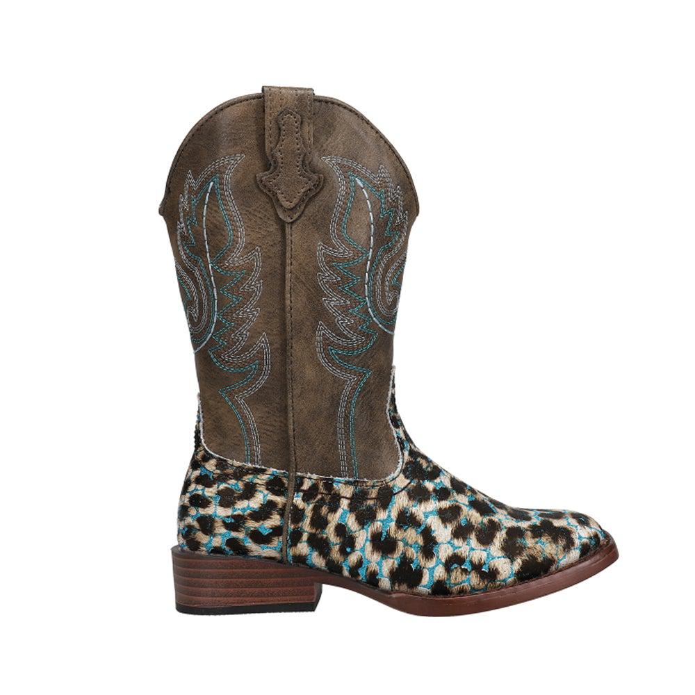 Roper Glitter Leopard Square Toe Cowboy Boots (Little Kid-Big Kid)