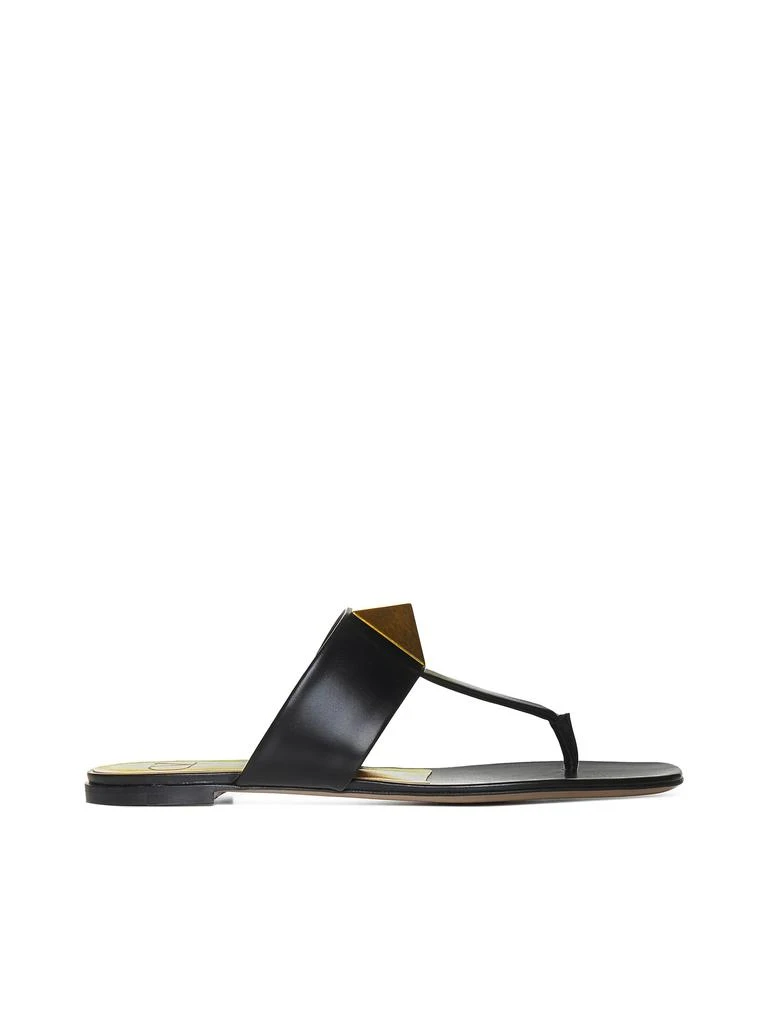 Valentino VALENTINO GARAVANI | Black leather One Stud flat thong sandals | Women | 36 1