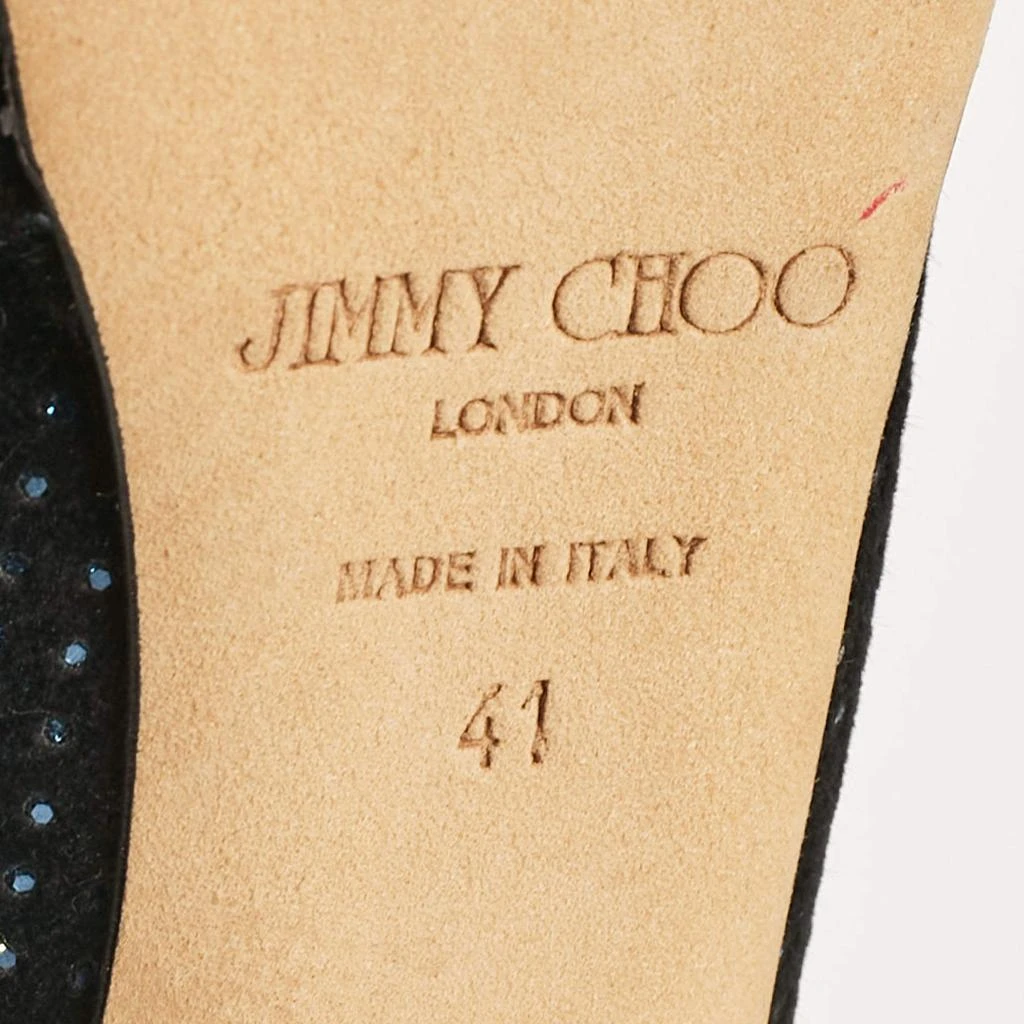 Jimmy Choo Jimmy Choo Black Embellished Suede Peep Toe Platorm Slingback Pumps Size 41 9