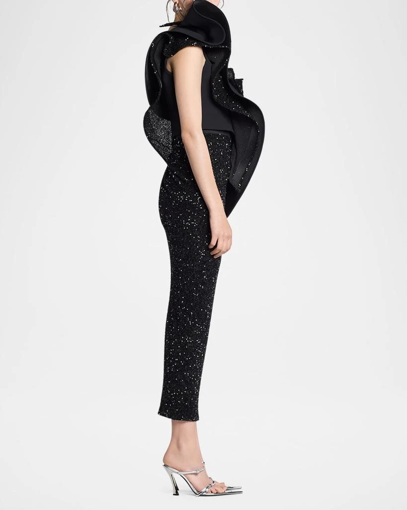 Maticevski Bamboo Sequined Ruffle One-Shoulder Bustier Top 4