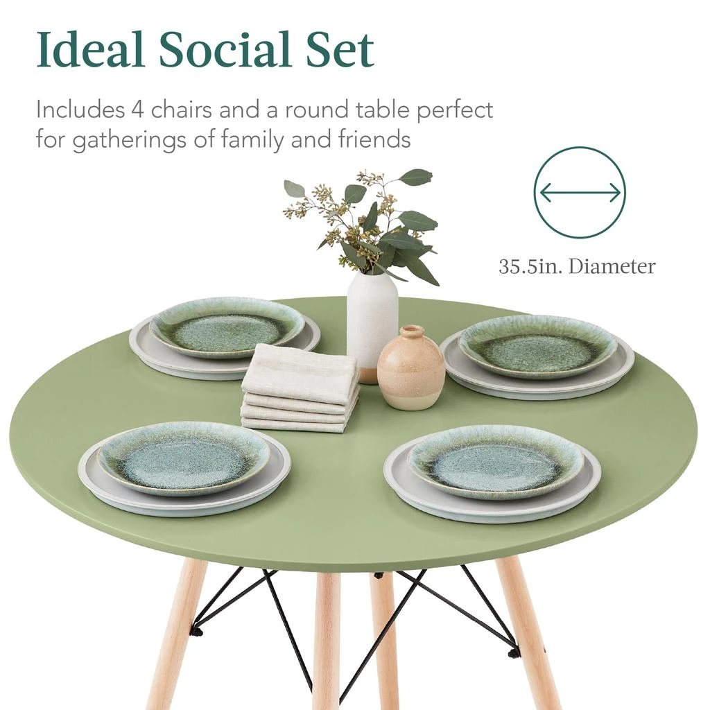 Best Choice Products 5-Piece Compact Mid-Century Modern Dining Set w/ 4 Chairs, Wooden Legs 4