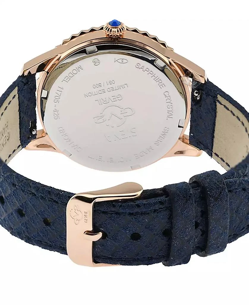 Gevril Women's Swiss Quartz Siena Blue Leather Watch 38mm 3