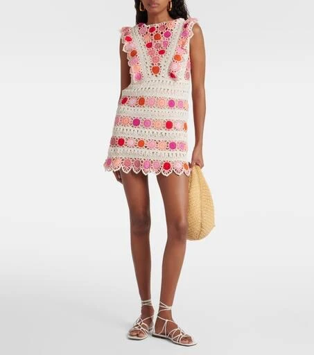 Anna Kosturova Bouquet floral cotton crochet minidress 2