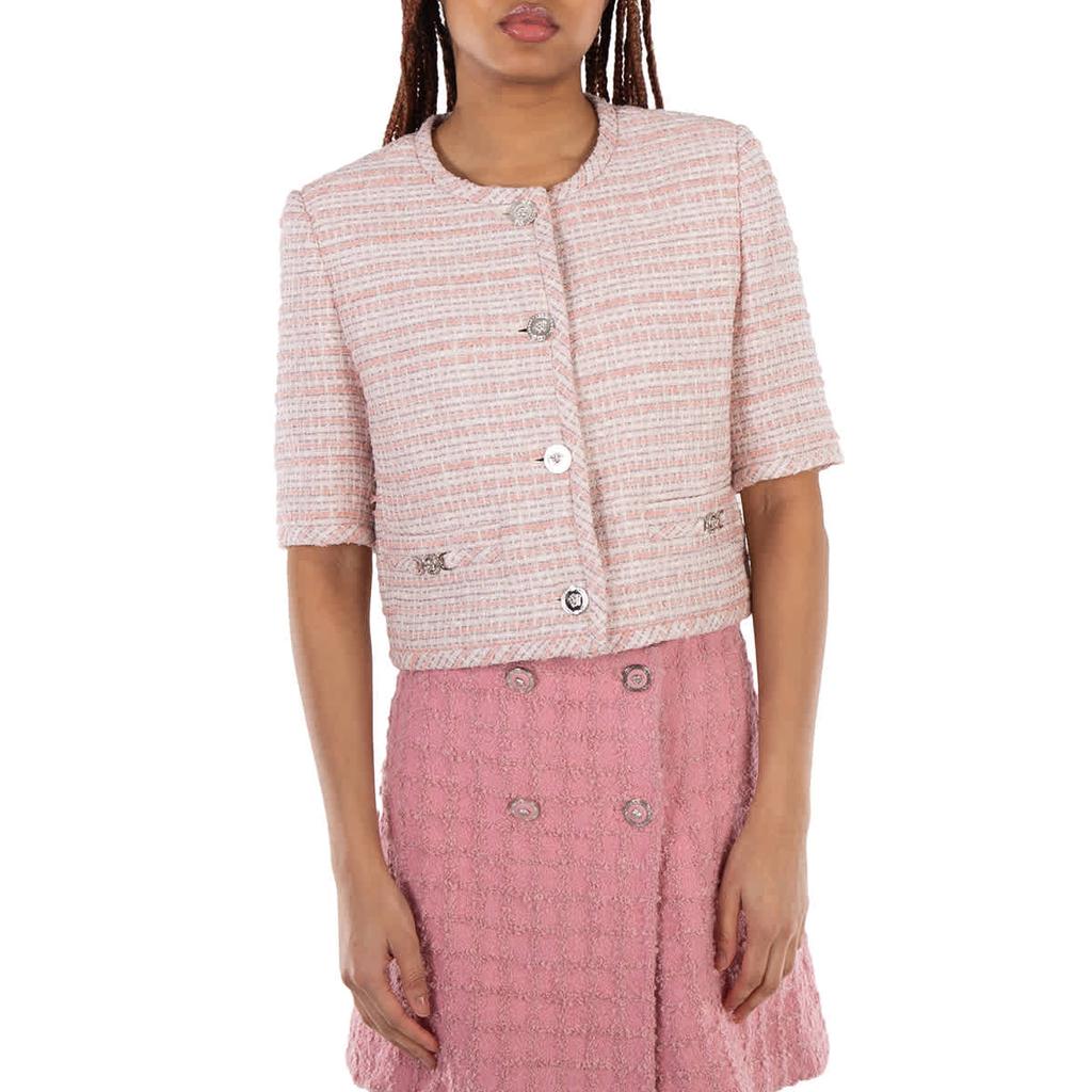 Versace Tweed Short-Sleeved Cardigan Jacket