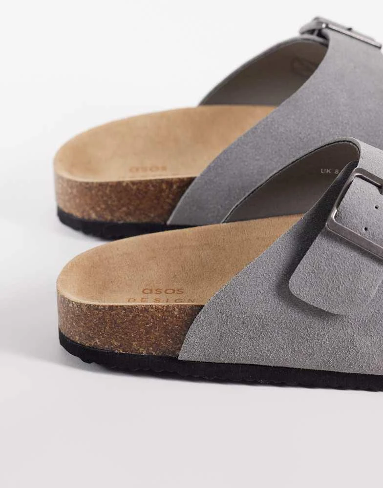 ASOS ASOS DESIGN two strap sandals with cork sole in grey 4
