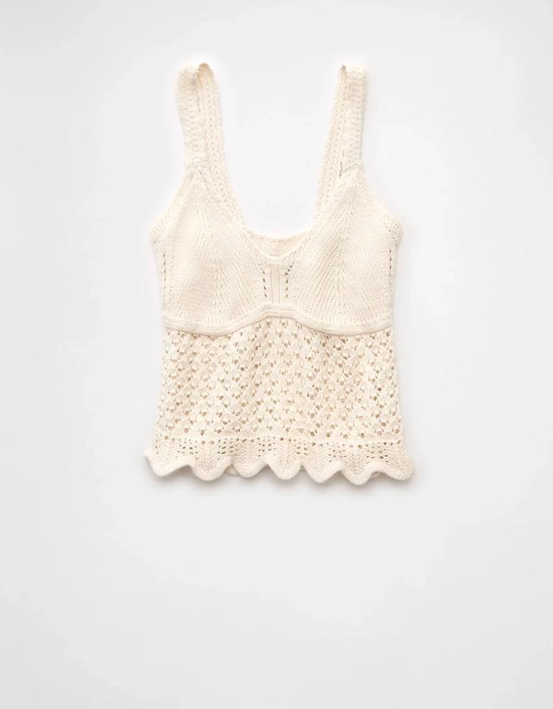 AE AE V-Neck Pointelle Scalloped Crochet Tank Top 3