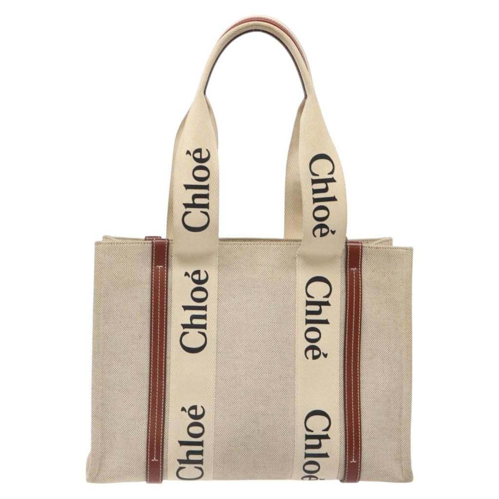 Chloé TWO-TONE RUBBER AND LEATHER SMALL WOODY SHOPPING BAG