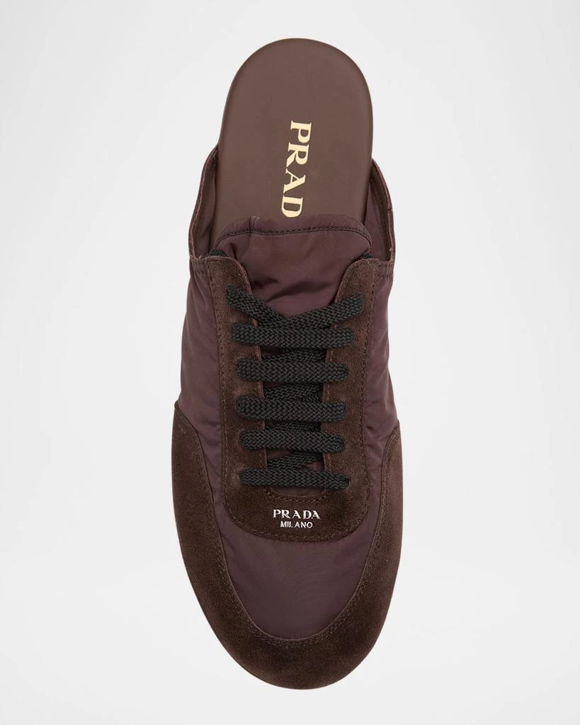 Prada Collapse Nylon and Suede Open-Back Sneakers 7