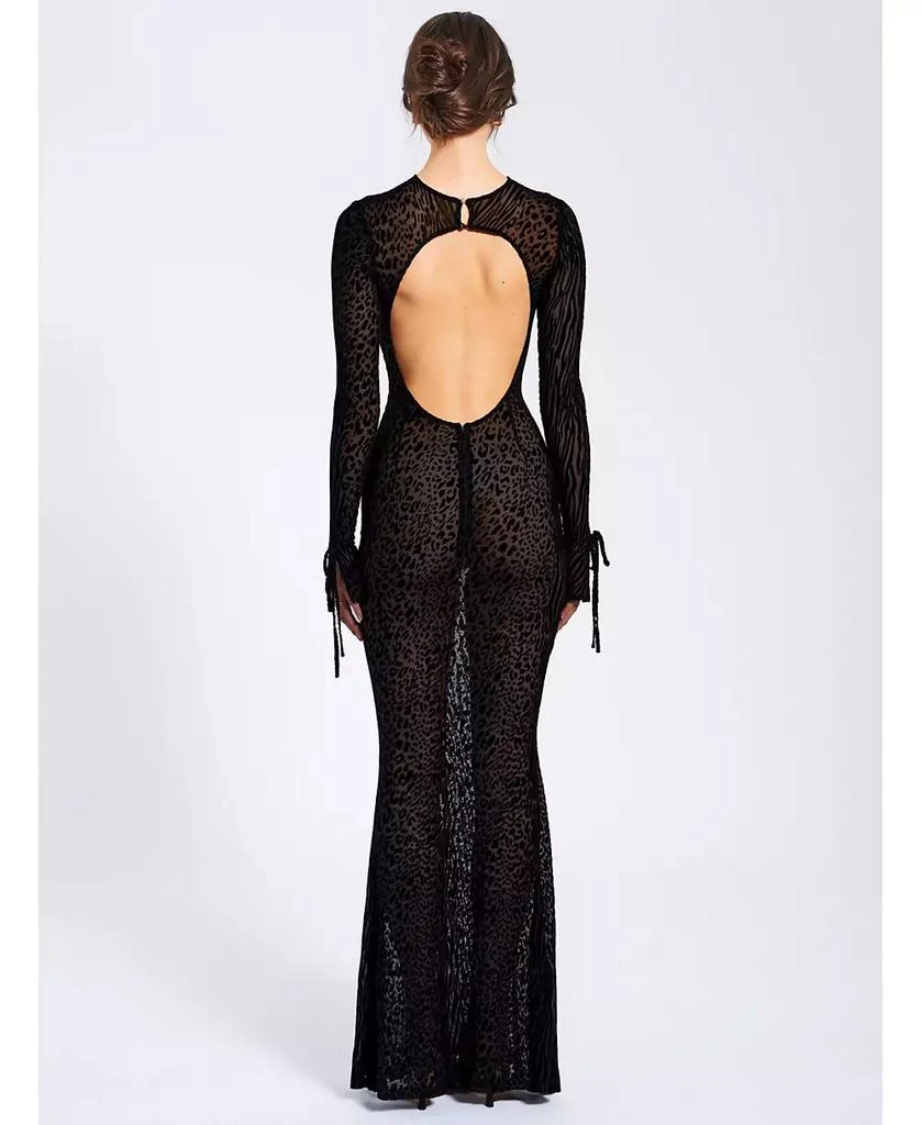 knee length dresses for ladies Paislee Black Velvet Mesh Long Sleeve Gown (Archive Sale) main image 0