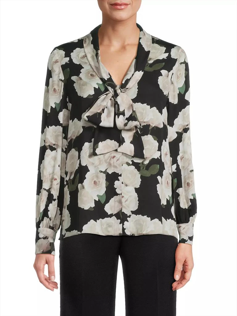 UNGARO Dara Floral Stretch Silk Blouse 3
