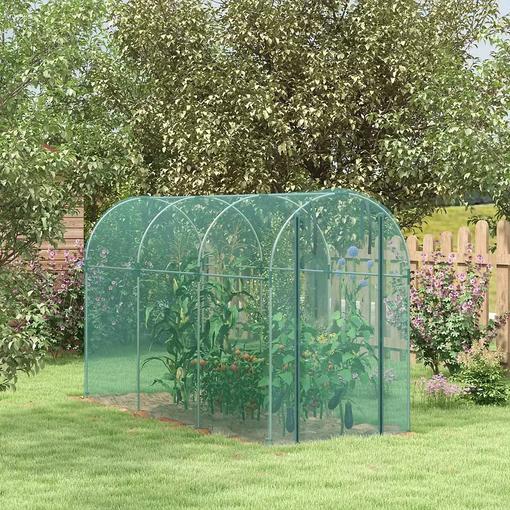 Outsunny 4' x 12' Plant Protection Tent Crop Cage with Door, 8