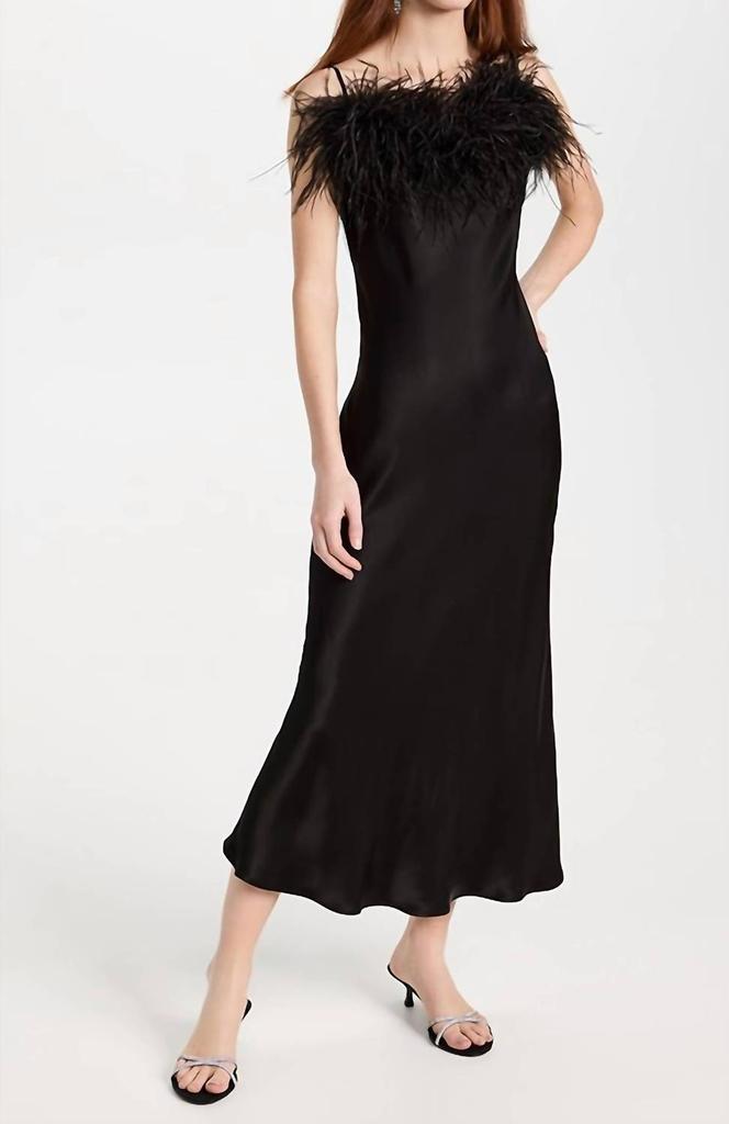 Sleeper Sleeper - Boheme Midi Slip Dress With Ostrich Feathers