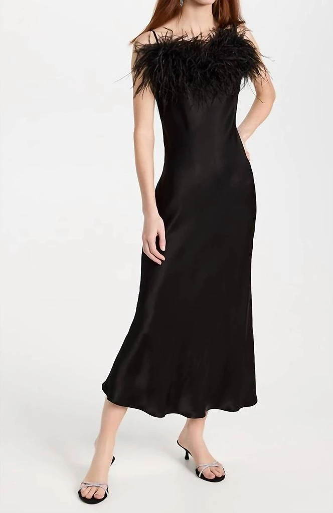 Sleeper Sleeper - Boheme Midi Slip Dress With Ostrich Feathers 1