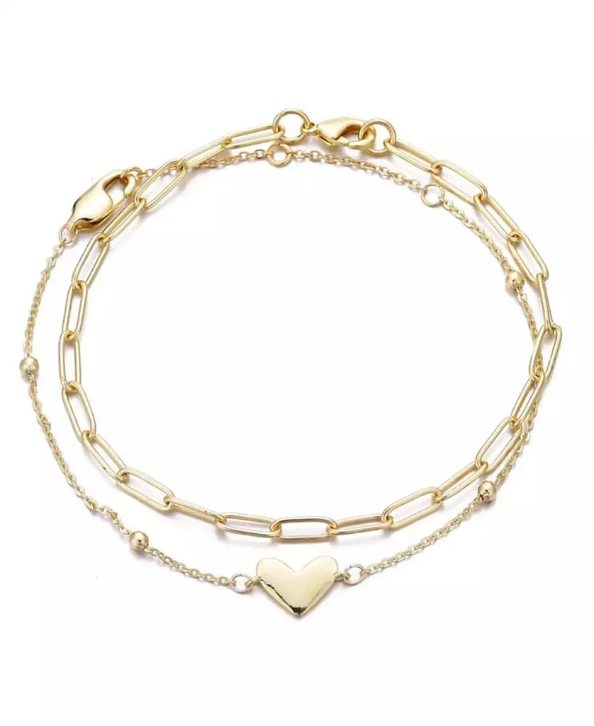 ADORNIA Gold Chain and Heart Bracelet Set