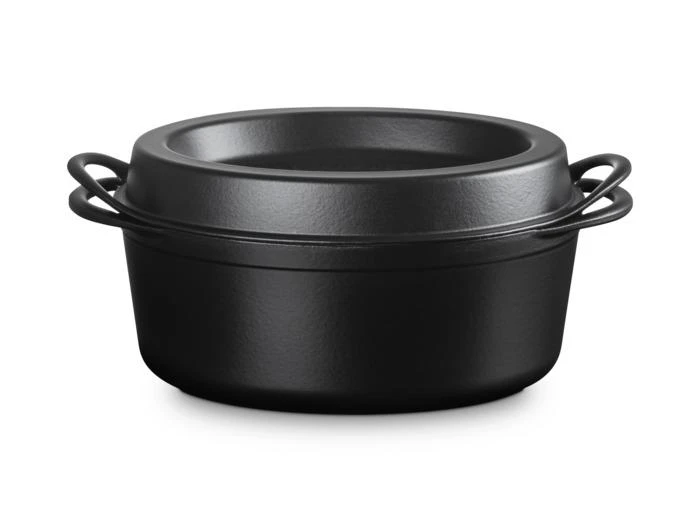 Le Creuset Doufeu ovale 35cm en fonte émaillée noire 1