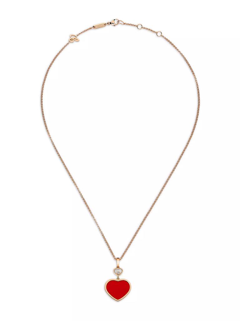 Chopard Happy Hearts 18K Rose Gold, Red Stone & Diamond Heart Pendant Necklace