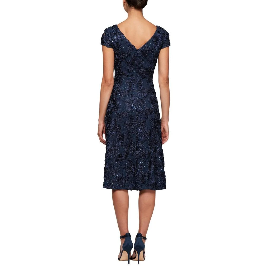 Alex Evenings Tea Length A-Line Rosette Dress 2