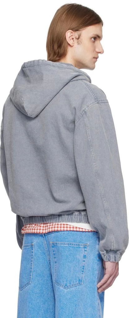 Lacoste Gray Washed Effect Hooded Denim Jacket 3