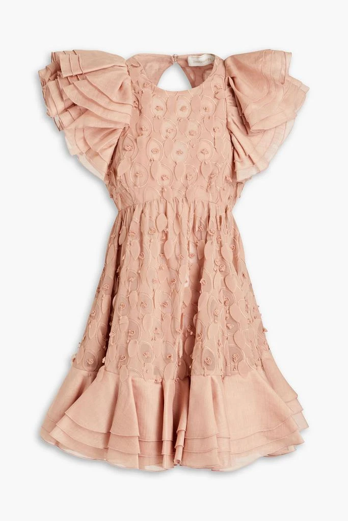 Zimmermann Floral-appliquéd ruffled gauze mini dress 1