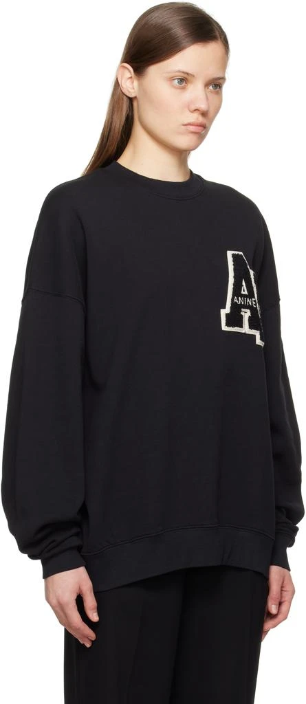 ANINE BING Black Miles Oversized Letterman Sweatshirt 2