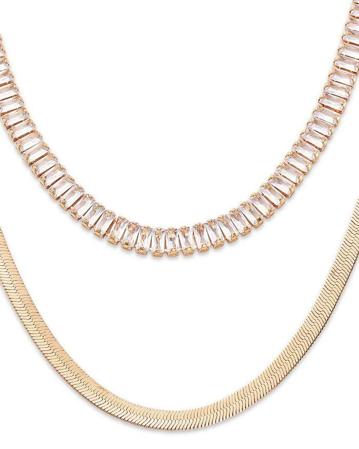 AQUA Baguette & Snake Chain Layered Necklace, 16-19" - Exclusive 3