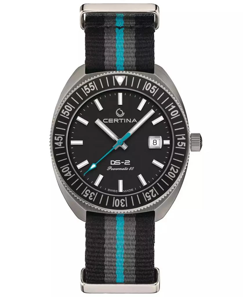 Certina Men's Swiss Automatic DS-2 Striped Synthetic Strap Watch 41mm 1