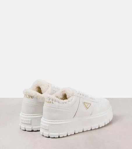 Prada Shearling-lined platform leather sneakers 2
